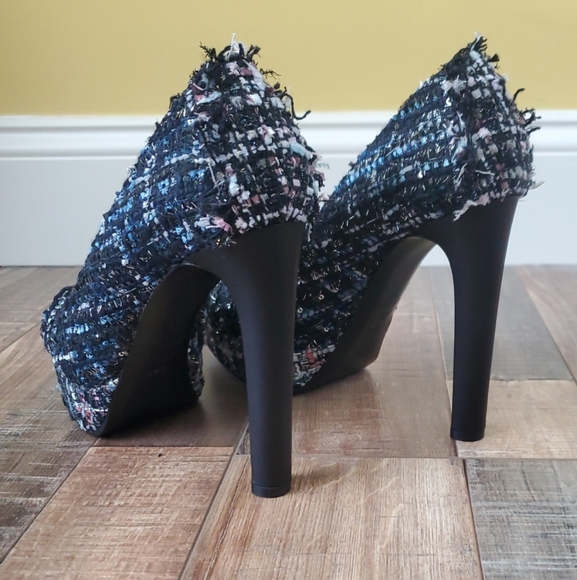 New! Designer Casadei Chic Platform Closed Toe Tweed Pumps High Heels 38 - Picture 12 of 14